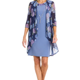 R & M Richards 2 Piece Jacket Dress in Cadet/Periwinkle