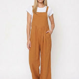 Sleeveless Wide-Leg Jumpsuit, Caramel