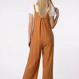 Sleeveless Wide-Leg Jumpsuit, Caramel