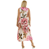 Sleeveless Scoop Neck Maxi Dress In Cream/Rust/Mauve - Plus