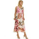Sleeveless Scoop Neck Maxi Dress In Cream/Rust/Mauve - Plus