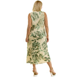 Sleeveless Scoop Neck Maxi Dress In Tan/Olive/Green - Plus