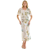 Sleeveless Maxi Dress With Separate Front Tie Shrug In Cream/Green/Taupe