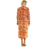 Sleeveless Maxi Dress With Separate Front Tie Shrug In Clay/Rust/Ivory - Plus