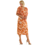 Sleeveless Maxi Dress With Separate Front Tie Shrug In Clay/Rust/Ivory - Plus