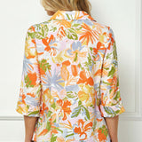 3/4 Notch Cuff Sleeve Johnny Collar Shirt in Orange