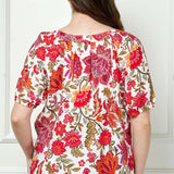 Short Sleeve Beaded Tie Neck Mandarin Collar Blouse in Ivory - Plus