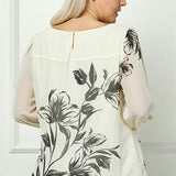 Long Sleeve Placement Print Bubble Blouse - Plus