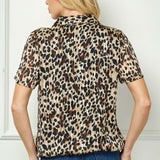 Collar Button Front Bubble Blouse in Khaki/Black/Chocolate