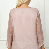 3/4 Flare Sleeve Cutout Neck Bubble Blouse - Pink - Plus