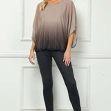 Elbow Sleeve Poncho Knot Back Bubble Blouse - Grey