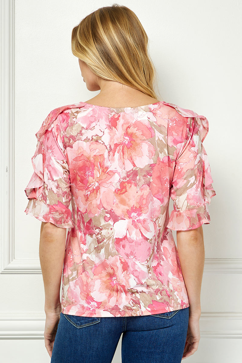 Pink Ruffle Neck Blouse Ruffle Cold Shoulder Scoop Neck Blouse - Pink – Dressbarn