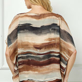 Scoop Neck Poncho with Necklace in Brown/Tan/Black