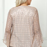 3/4 Ruffle Sleeve V-Neck Blouse - Blush - Plus