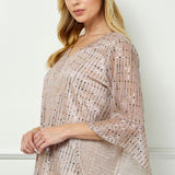 3/4 Ruffle Sleeve V-Neck Blouse - Blush
