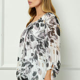 Bubble Hem 3/4 Tie Sleeve Blouse - Ivory