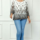 Bubble Hem 3/4 Tie Sleeve Blouse in Ivory - Plus