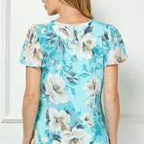 Flutter Sleeve Cutout Neck Pleat Blouse - Sage