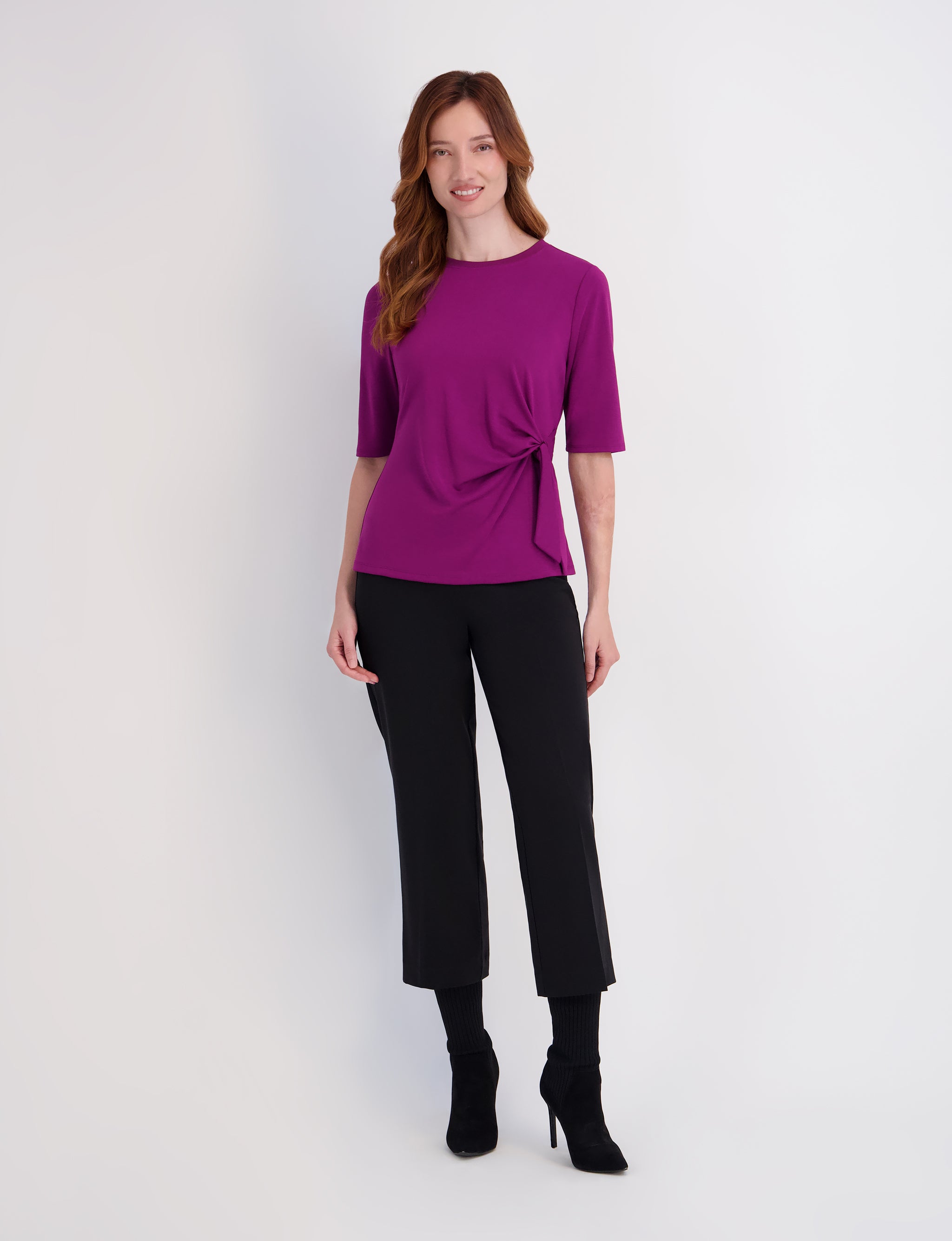 Side Tie Tee - Plum Caspia