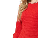 NY Collection 3/4 Sleeve Pearl Detail Dress