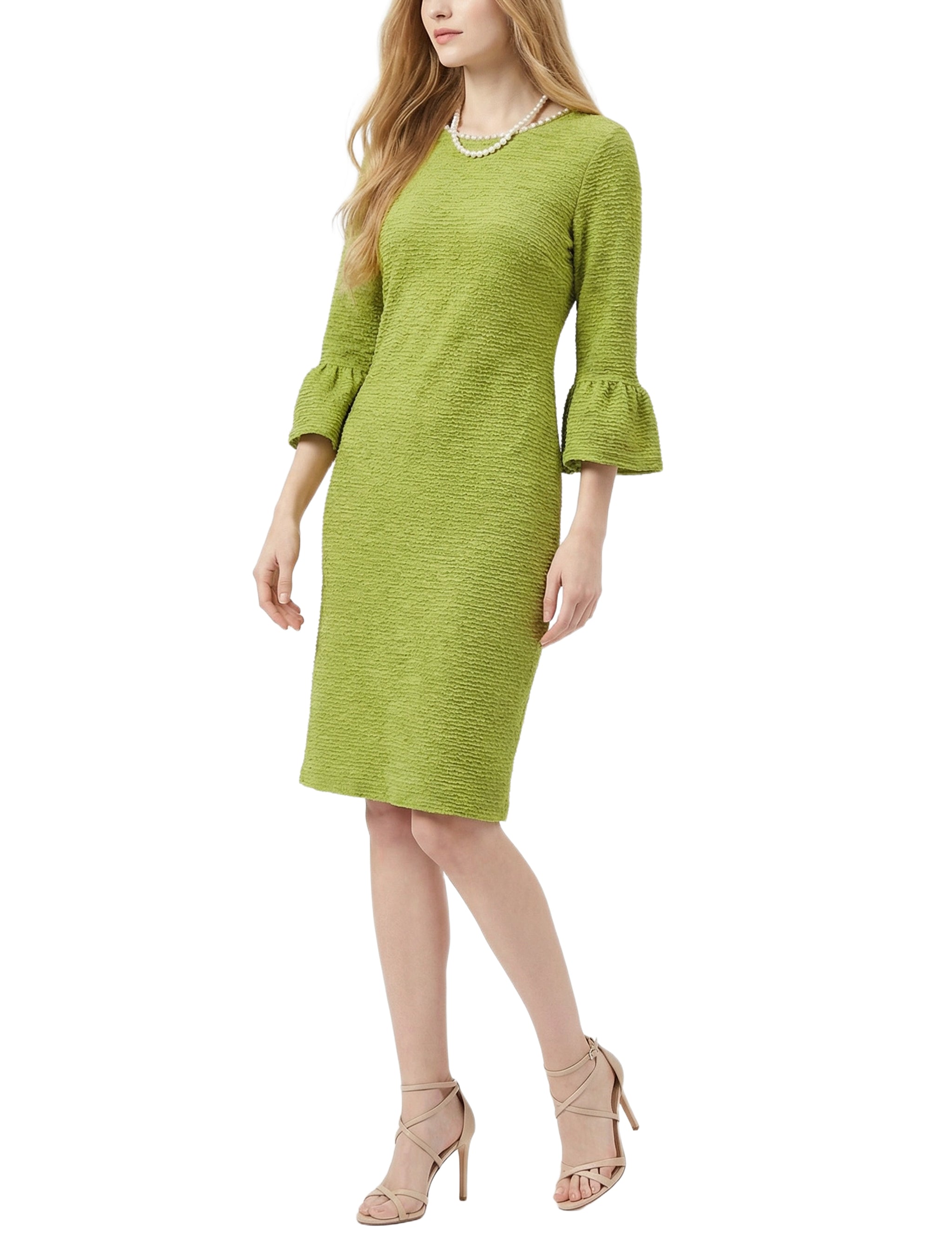 NY Collection 3/4 Sleeve Pearl Detail Dress