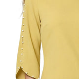 NY Collection 3/4 Pearl-Detail Petal Sleeve Dress