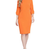 NY Collection 3/4 Pearl-Detail Petal Sleeve Dress