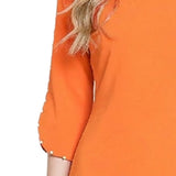 NY Collection 3/4 Pearl-Detail Petal Sleeve Dress