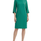 NY Collection 3/4 Pearl-Detail Petal Sleeve Dress