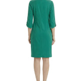 NY Collection 3/4 Pearl-Detail Petal Sleeve Dress