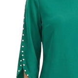 NY Collection 3/4 Pearl-Detail Petal Sleeve Dress