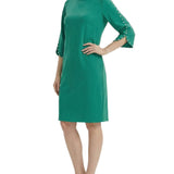 NY Collection 3/4 Pearl-Detail Petal Sleeve Dress