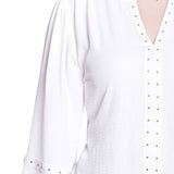 NY Collection Long Sleeve Studded Blouse