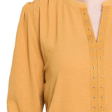 NY Collection Long Sleeve Studded Blouse