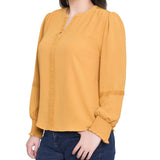 NY Collection Long Sleeve Studded Blouse