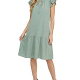 NY Collection Flutter Sleeve Flounced Dress
