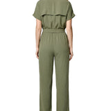 Short Sleeve Belted Jumpsuit