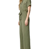 Short Sleeve Belted Jumpsuit