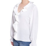 NY Collection Short Sleeve Ruffle Front Blouse