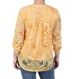 Long Sleeve Burnout Y-Neck Blouse