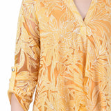 Long Sleeve Burnout Y-Neck Blouse