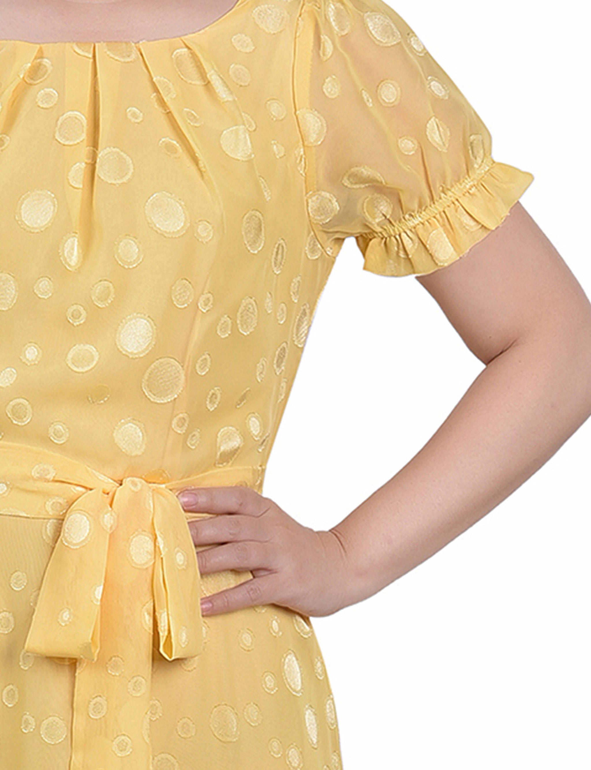 Yellow Multi Circle Short Sleeve Belted Swiss Dot Dress Dressbarn Yellow Multi Circle Short Sleeve Belted Swiss Dot Dress Dressbarn