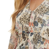 NY Collection Long Sleeve Clip Dot Chiffon Dress With Smocked Waist and Cuffs