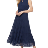 Sleeveless Tiered Swiss Dot Maxi Dress