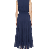 Sleeveless Tiered Swiss Dot Maxi Dress