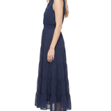 Sleeveless Tiered Swiss Dot Maxi Dress