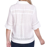 NY Collection Short Sleeve Eyelet-Inset Blouse