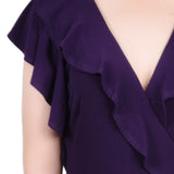 NY Collection Missy Short flutter Sleeve Ruffle Neck Dress - Purple