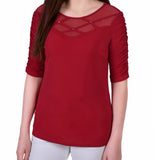 NY Collection Elbow Sleeve Criss Cross Top