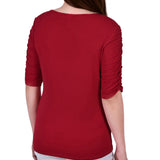 NY Collection Elbow Sleeve Criss Cross Top